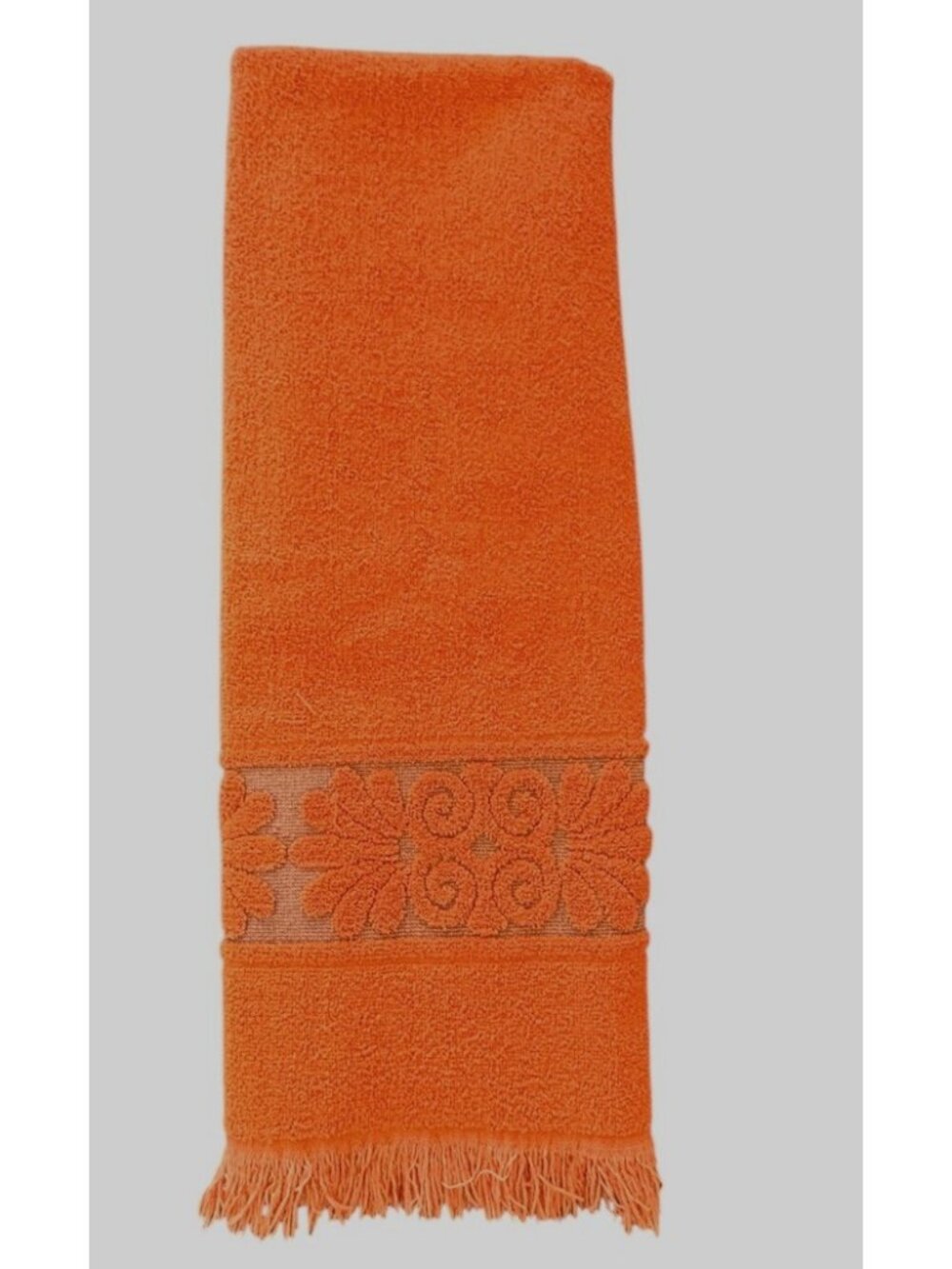 70's Retro Burnt Orange Hand Towel Cannon Monticello Santa Cruz Sculpted Border